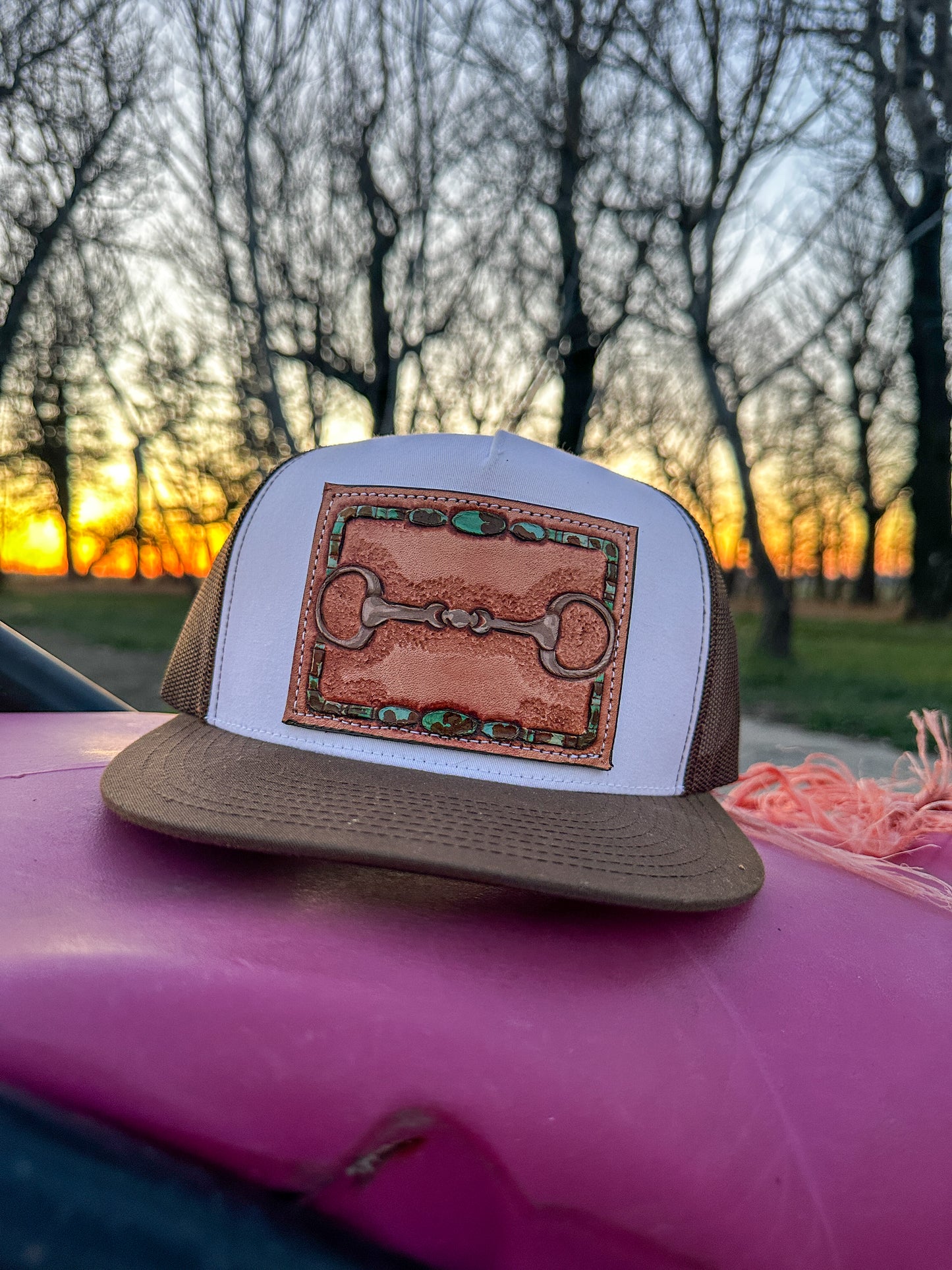 Snaffle Bit Five Panel Hand Tooled Trucker Cap