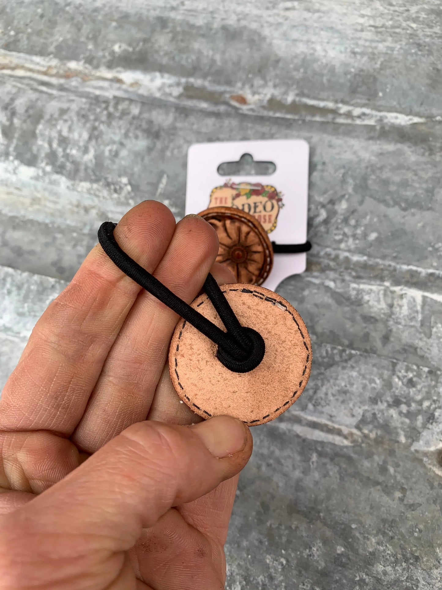 Hand Tooled Leather Hair-Tie The Rodeo Rose