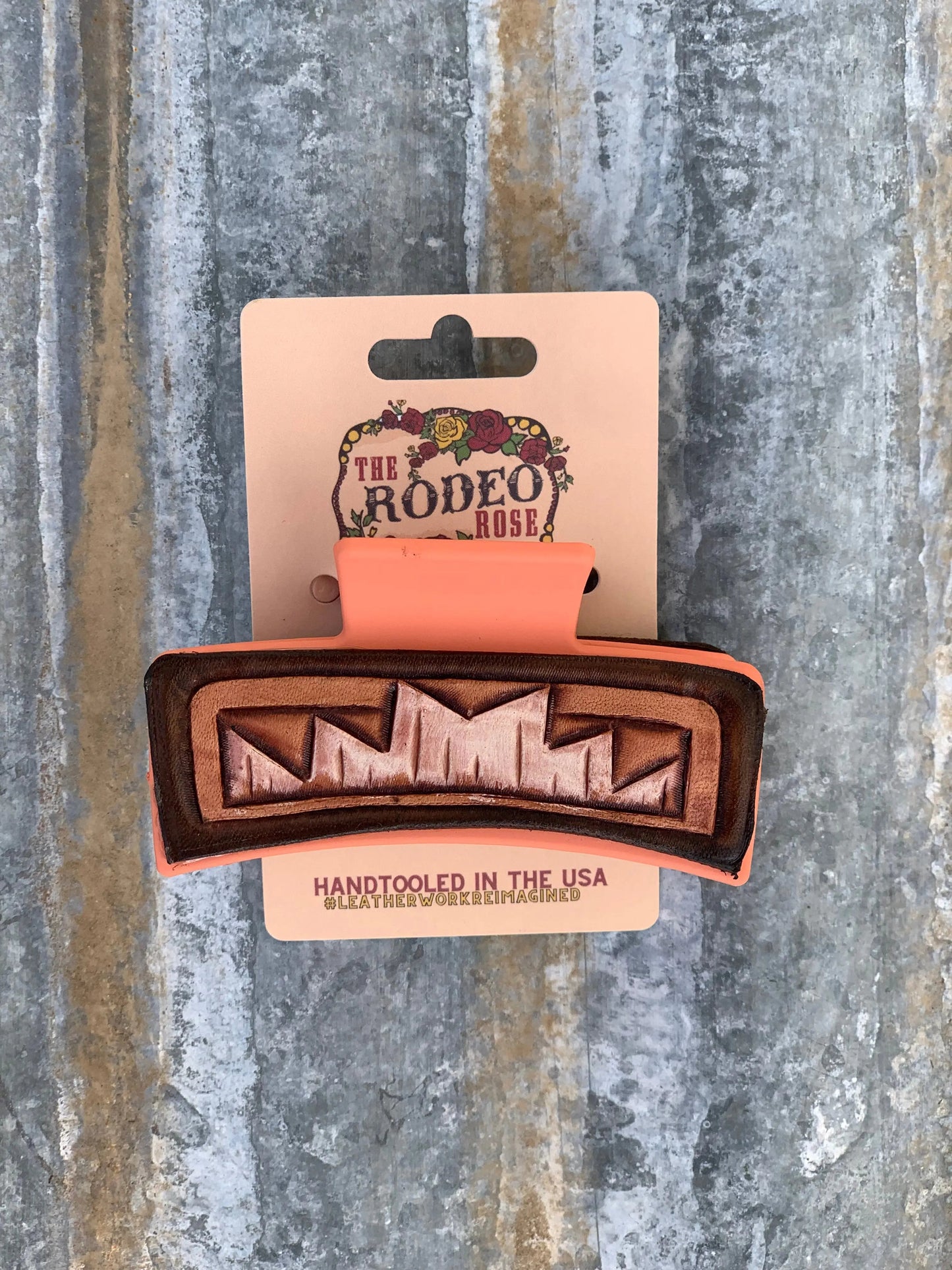 Handtooled Leather Hairclip Southwest The Rodeo Rose