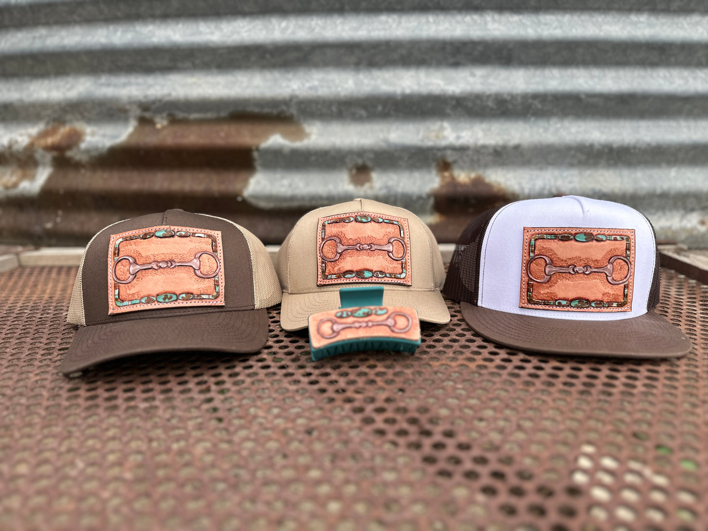 Snaffle Bit Tooled Hairclip Large