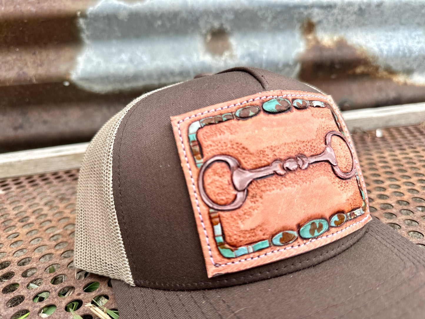 Snaffle Bit Hand Tooled Low Profile Trucker Cap