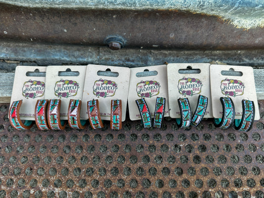 Mosaic Turquoise Vera Hoop Earrings 30mm