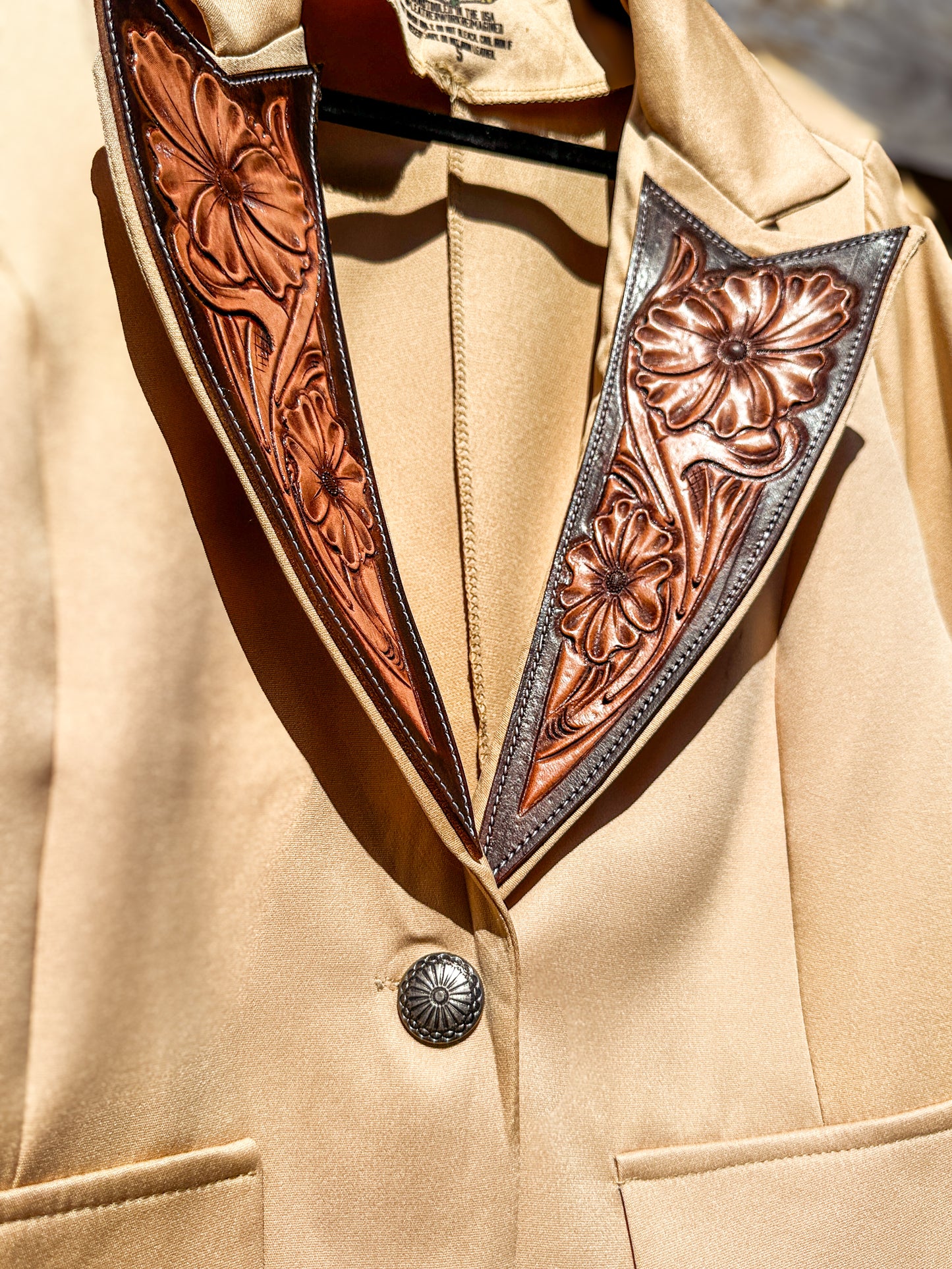 Tan Hand Tooled Lapel Blazer