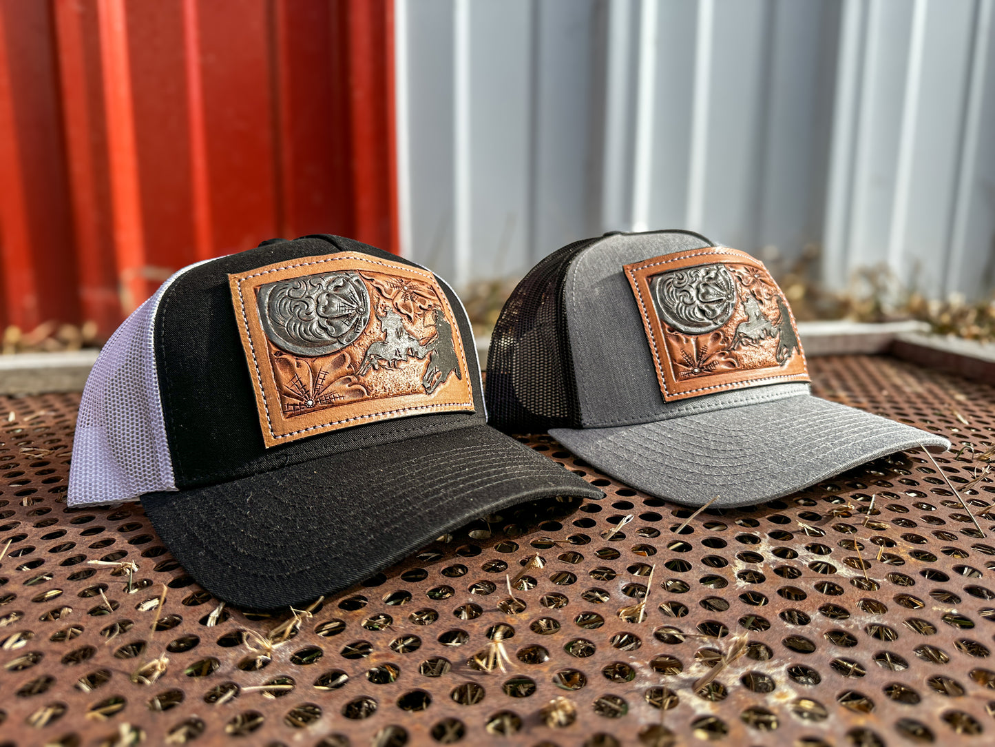 Team Roper Tooled Leather Concho Patch Cap