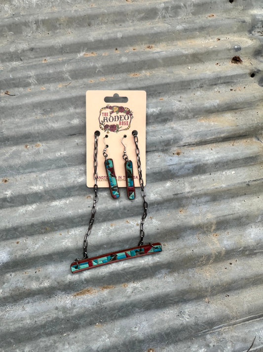 Mosaic Turquoise Leather Jewelry Set The Rodeo Rose