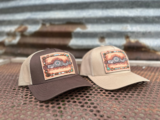 Bridle Bit Hand Tooled Low Profile Trucker Cap