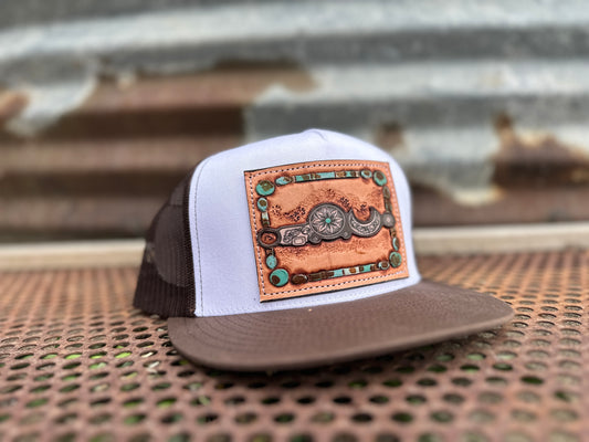 Bridle Bit Five Panel Hand Tooled Trucker Cap