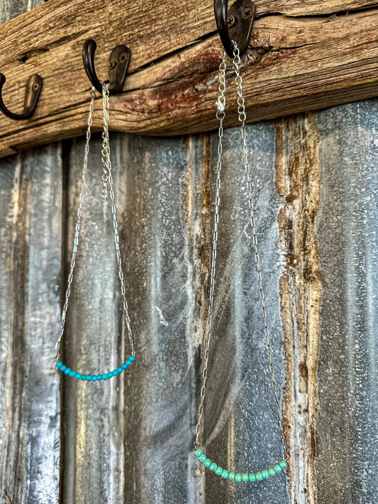 The Annie Bar Necklace with Petite Turquoise Beads The Rodeo Rose